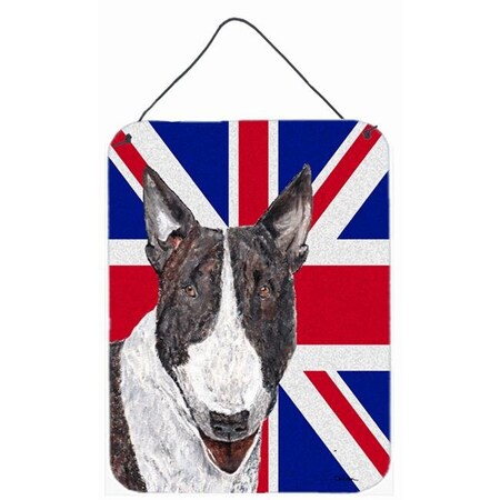 Carolines Treasures Carolines Treasures SC9861DS1216 Bull Terrier With Engish Union Jack British Flag Aluminium Metal Wall Or Door Hanging Prints SC9861DS1216